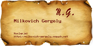 Milkovich Gergely névjegykártya